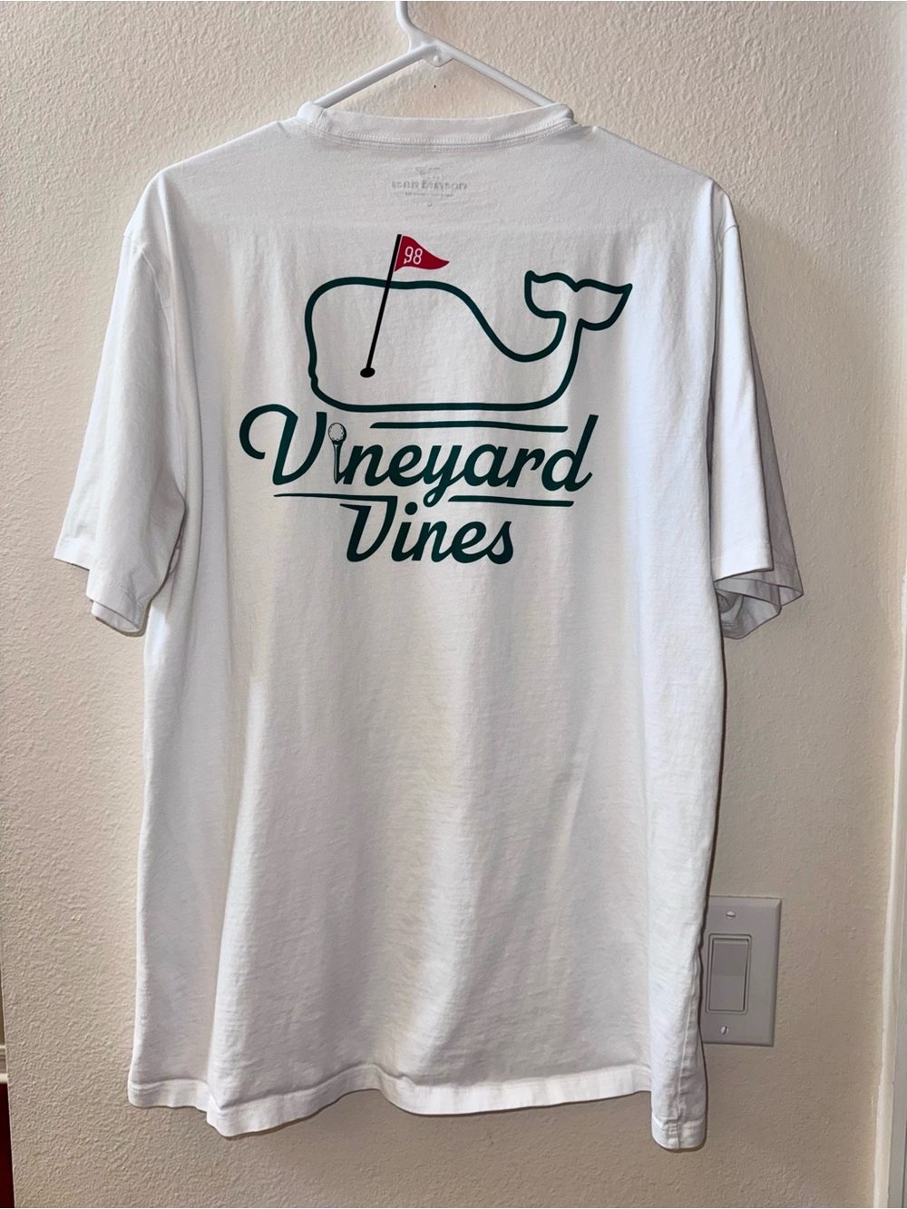 Vineyard Vines White Tee with Green Whale and Red Flag - Picture 3 of 6
